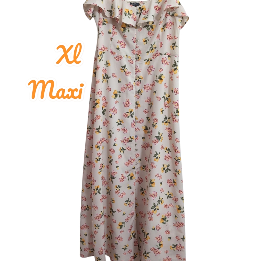 Lily Rose Maxi Dress Spaghetti Straps Xl Yellow Floral